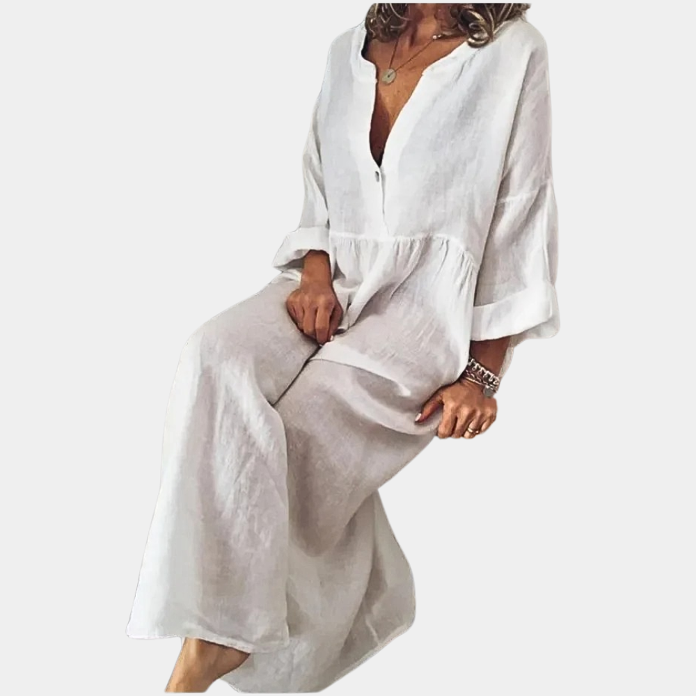 Éliane Robe Femme – Robe Monochrome Élégante pour le Quotidien