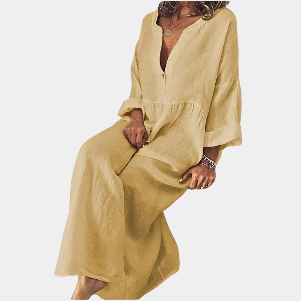 Éliane Robe Femme – Robe Monochrome Élégante pour le Quotidien