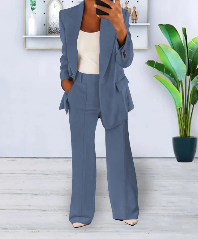 Camille Ensemble Femme – Blazer Oversize et Pantalon Droit à Stretch Léger