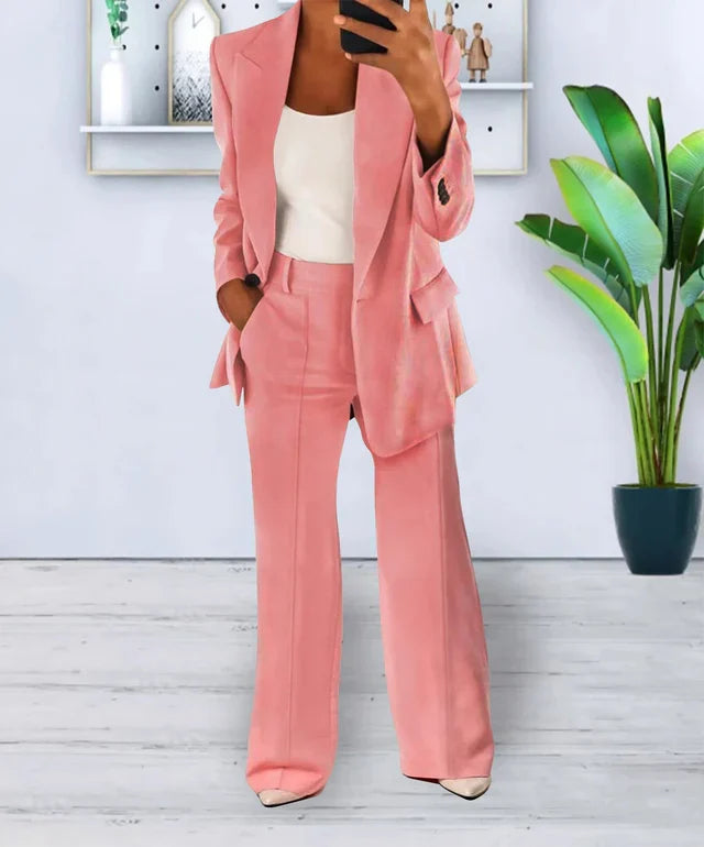 Camille Ensemble Femme – Blazer Oversize et Pantalon Droit à Stretch Léger