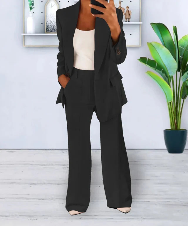 Camille Ensemble Femme – Blazer Oversize et Pantalon Droit à Stretch Léger