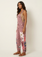 Willow Combinaison Salopette Femme en Jean Fleurie Coupe Ample Décontractée Chic