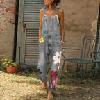 Willow Combinaison Salopette Femme en Jean Fleurie Coupe Ample Décontractée Chic