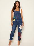 Willow Combinaison Salopette Femme en Jean Fleurie Coupe Ample Décontractée Chic