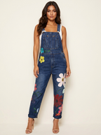 Willow Combinaison Salopette Femme en Jean Fleurie Coupe Ample Décontractée Chic