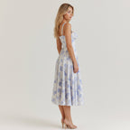 Peyton Women's Midi Floral Dress – Elegant Strapless with Slit for Ceremonies