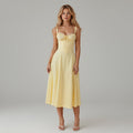 Peyton Women's Midi Floral Dress – Elegant Strapless with Slit for Ceremonies