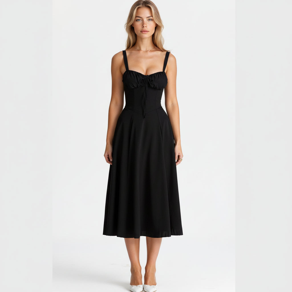 Peyton Robe Midi Fleurie Femme Bustier à Fente Élégante pour Cérémonies