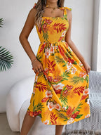 Skylar Robe Midi Fleurie Femme Sans Manches Style Estival Élégant et Léger