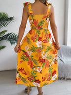 Skylar Robe Midi Fleurie Femme Sans Manches Style Estival Élégant et Léger