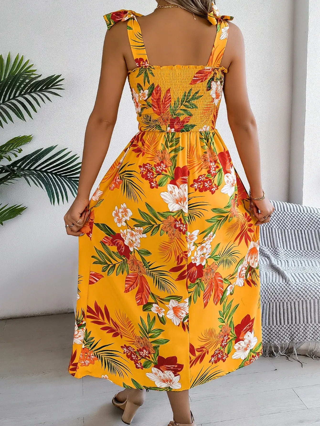 Vestido midi Skylar para mujer con flores, sin mangas, estilo veraniego elegante y ligero