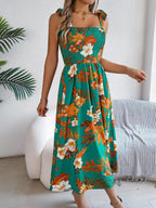 Skylar Robe Midi Fleurie Femme Sans Manches Style Estival Élégant et Léger
