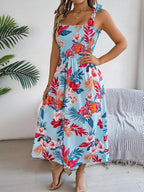 Skylar Robe Midi Fleurie Femme Sans Manches Style Estival Élégant et Léger