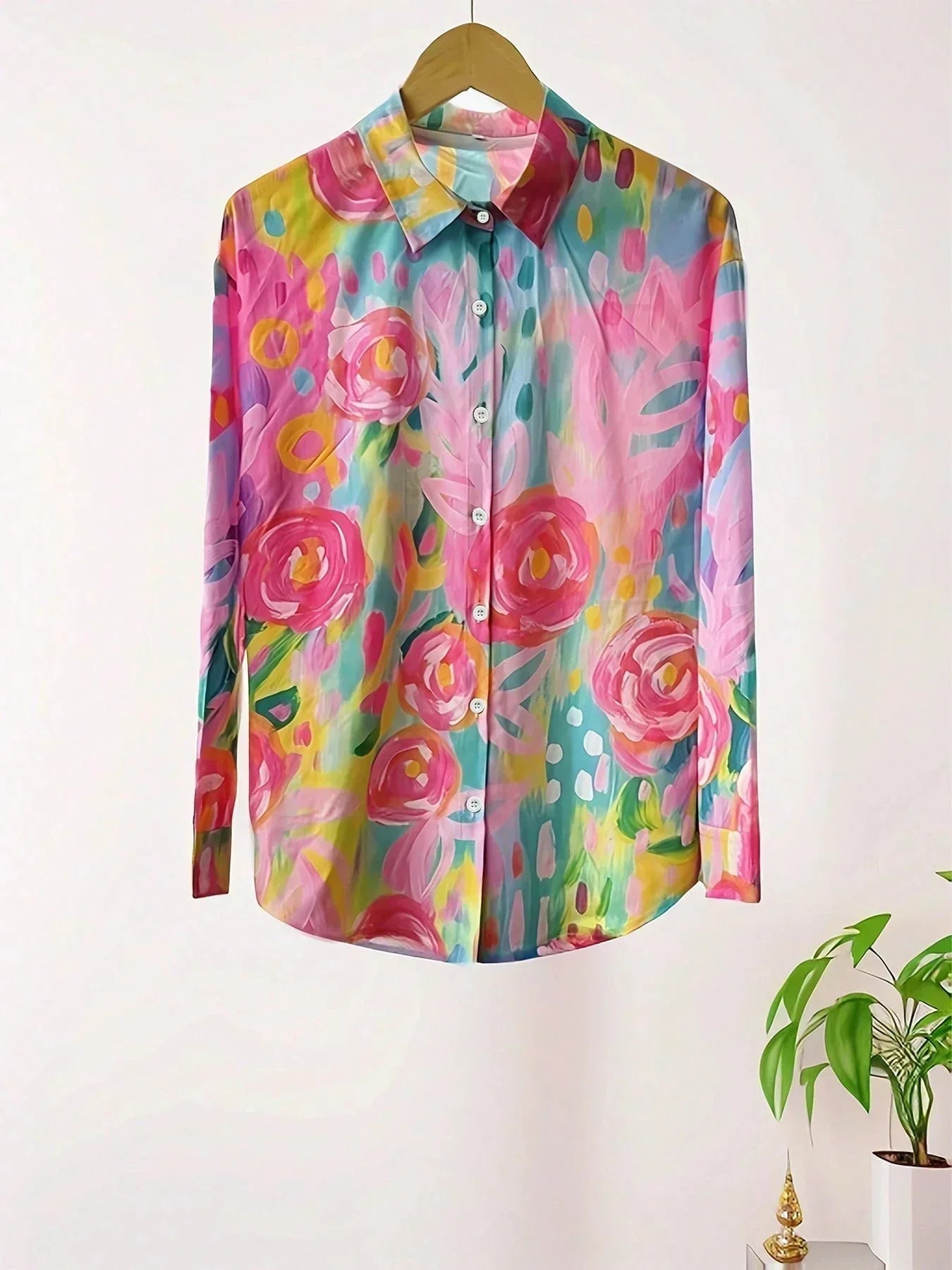Giulia Blouse Femme – Imprimé Floral Multicolore, Coupe Fluide et Col Classique