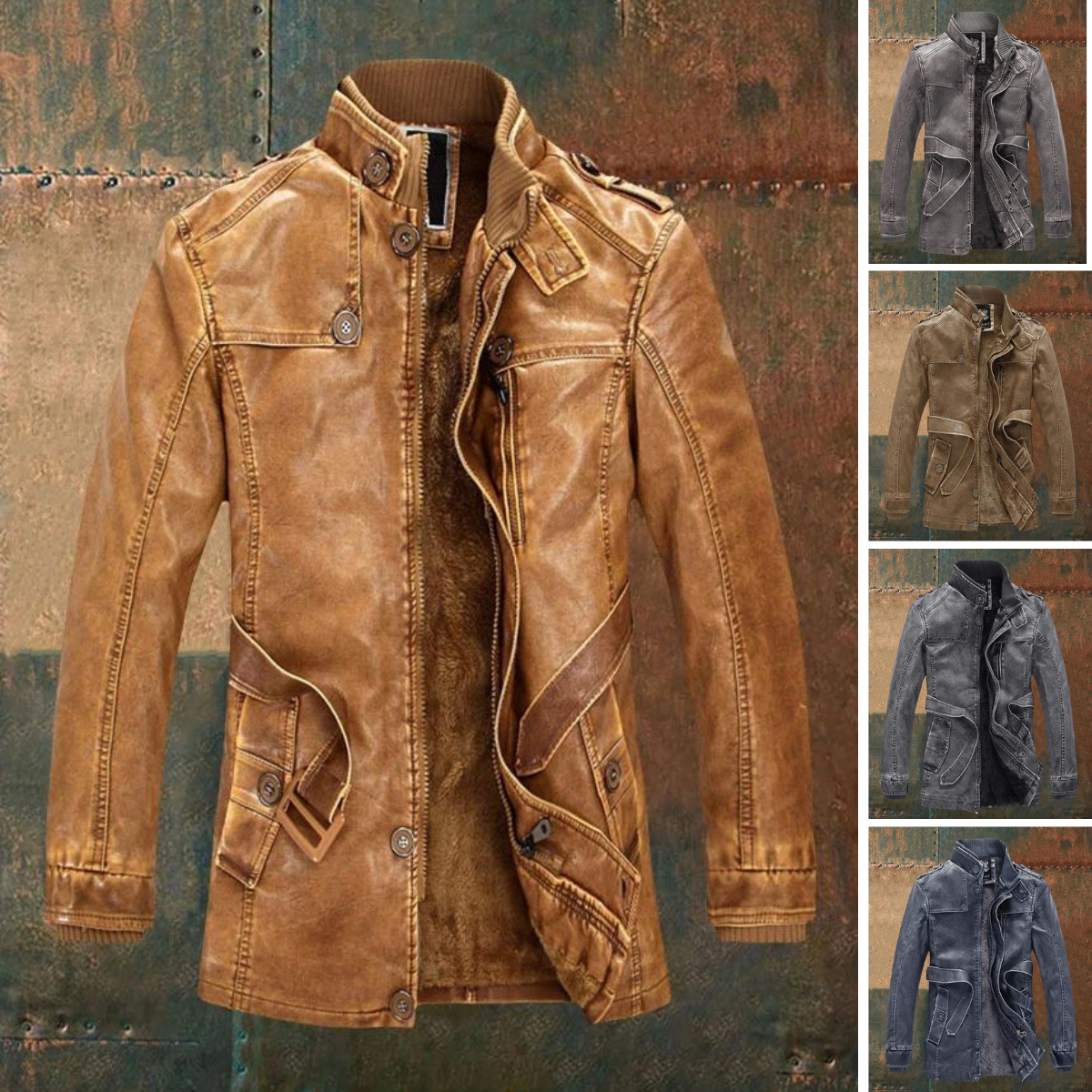 Cedric Veste Homme Vintage – Cuir Rétro avec Doublure Chaude, Zip & Boutons