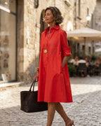 Abito Camicia Sabrina Donna Mini a Maniche Lunghe Elegante con Bottoni Chic