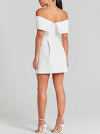Vestido de Cóctel para Mujer Parker – Vestido Patinador con Hombros Descubiertos y Cinturón Elegante