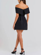 Vestido de Cóctel para Mujer Parker – Vestido Patinador con Hombros Descubiertos y Cinturón Elegante