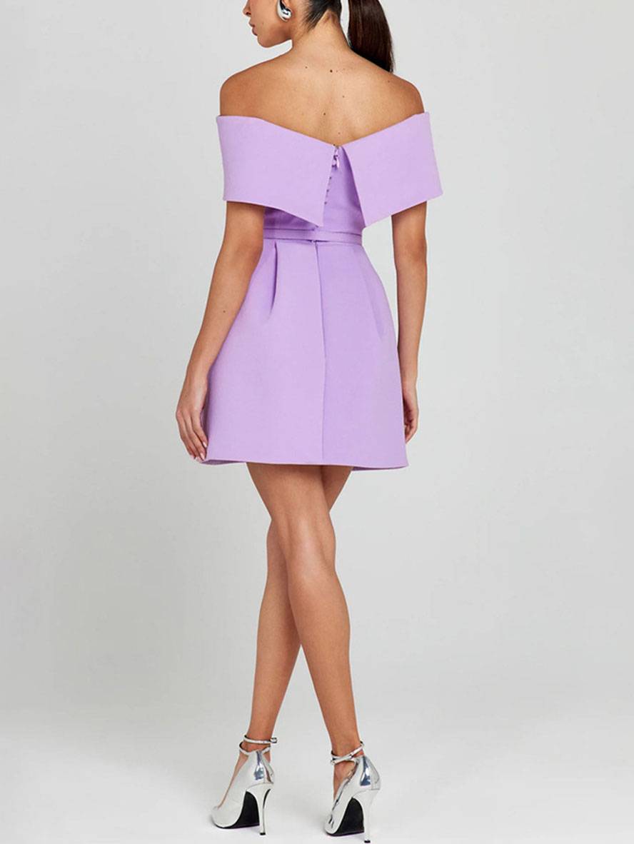 Vestido de Cóctel para Mujer Parker – Vestido Patinador con Hombros Descubiertos y Cinturón Elegante