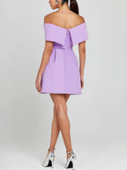 Vestido de Cóctel para Mujer Parker – Vestido Patinador con Hombros Descubiertos y Cinturón Elegante
