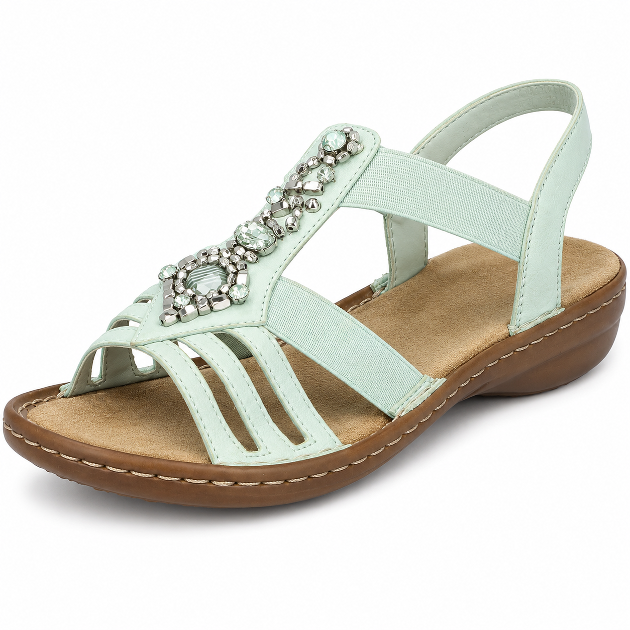 Rosalie Sandales Femme à Brides – Sandales Confort Légères avec Détails Bijoux