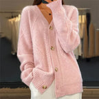 Monroe Cardigan Femme – Gilet Cachemire à Boutons avec Maille Texturée Élégante