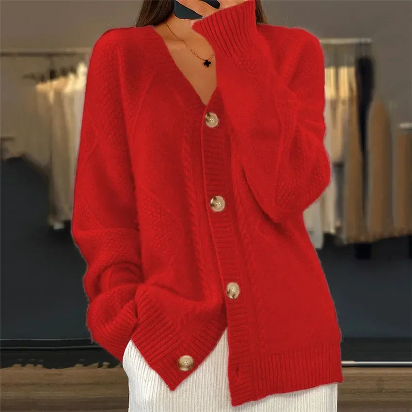 Monroe Cardigan Femme – Gilet Cachemire à Boutons avec Maille Texturée Élégante