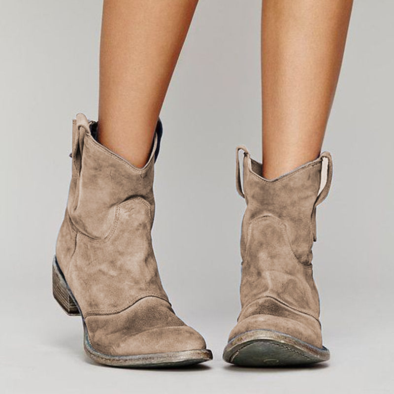 Charlotte Bottes Femme – Boots en Daim Luxueux avec Talon Compensé Confortable & Élégant