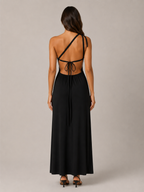 Vestido de noche maxi para mujer Katinka, de un solo hombro, con abertura alta y corte entallado