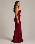 Désirée Vestido largo de mujer con tirantes finos, bordado floral y elegante espalda con cordones
