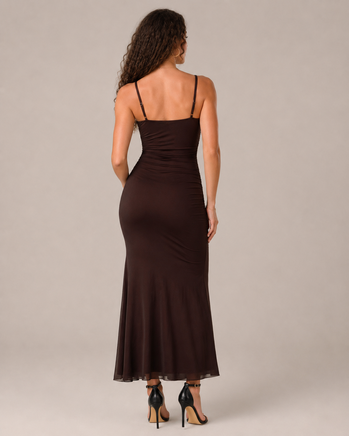 Florentina Fitted Maxi Dress for Women with Spaghetti Straps in Elegant, Fluid Stretch Fabric