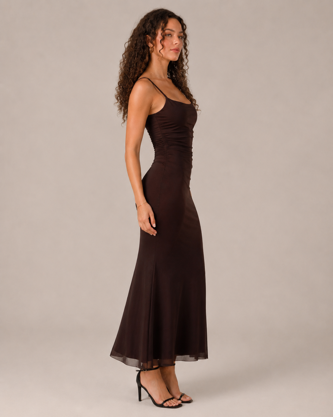 Florentina Fitted Maxi Dress for Women with Spaghetti Straps in Elegant, Fluid Stretch Fabric