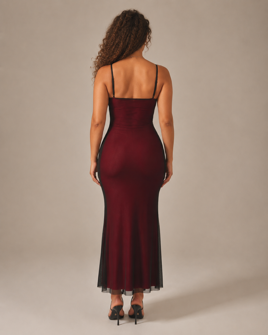 Florentina Fitted Maxi Dress for Women with Spaghetti Straps in Elegant, Fluid Stretch Fabric