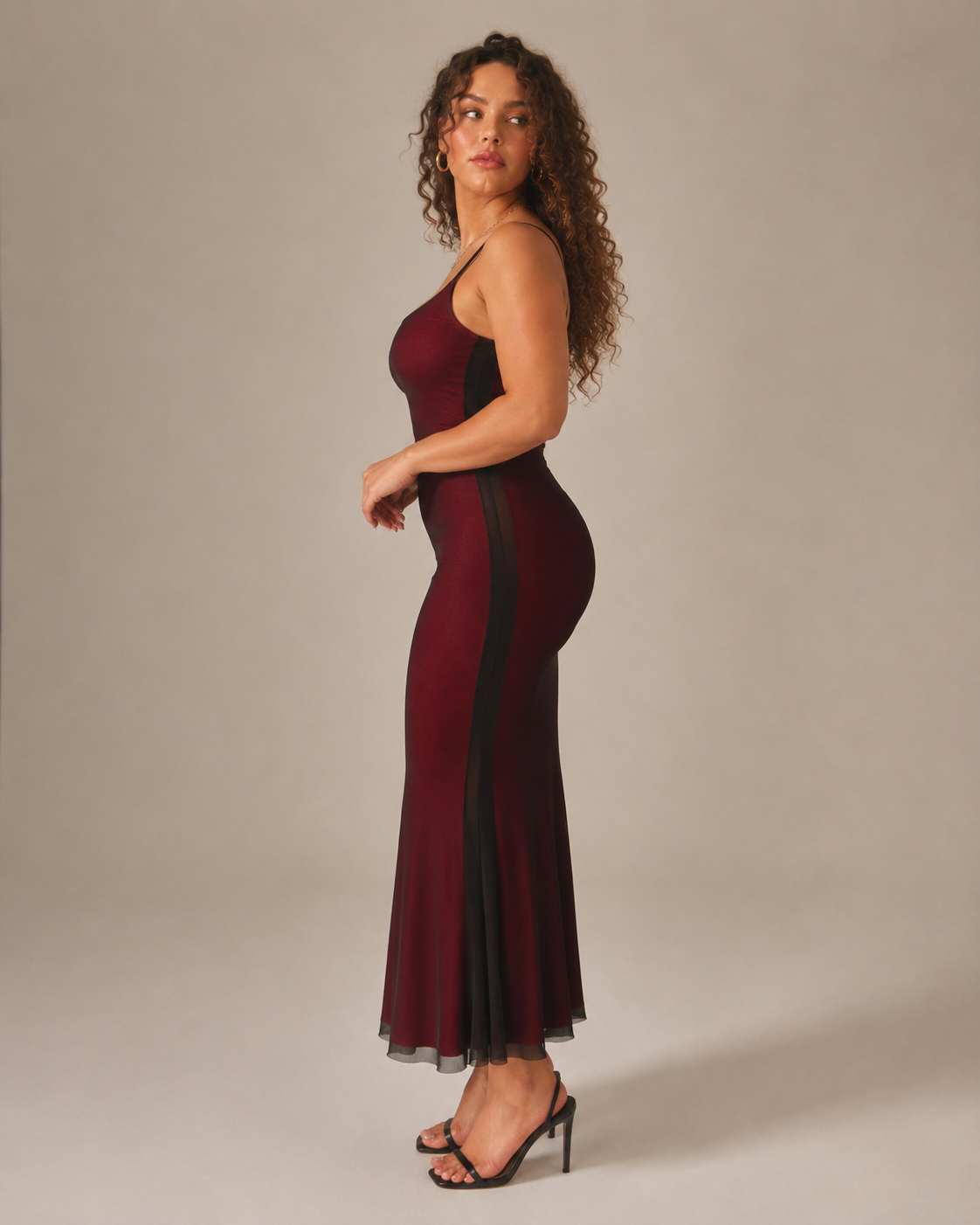 Florentina Fitted Maxi Dress for Women with Spaghetti Straps in Elegant, Fluid Stretch Fabric