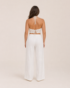 Fiammetta Women’s Crochet Halter Top with Adjustable Back, Bohemian Style