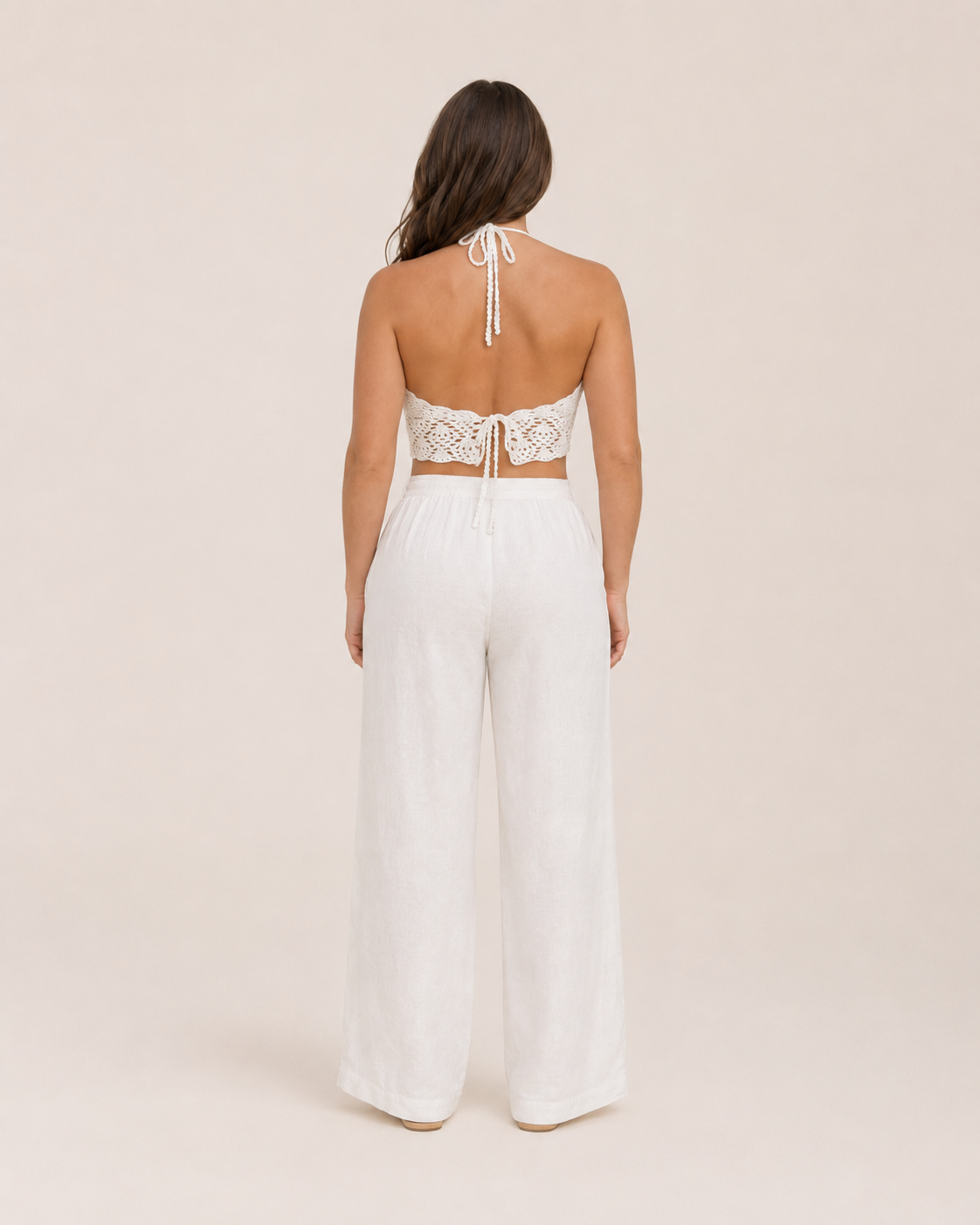 Fiammetta Women’s Crochet Halter Top with Adjustable Back, Bohemian Style