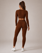 Anouk Naadloze Sportset met Crop Top, High-Waist Legging en Ribstructuur voor Dames