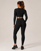Anouk Naadloze Sportset met Crop Top, High-Waist Legging en Ribstructuur voor Dames