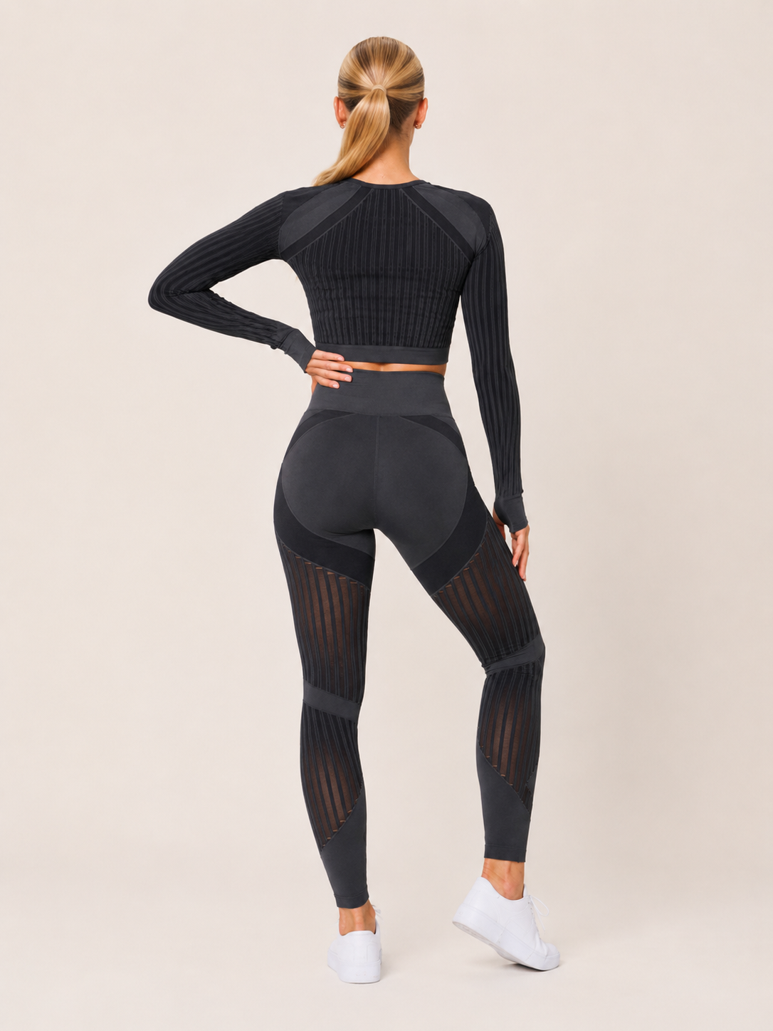 Giulia Conjunto deportivo de mujer sin costuras con leggings moldeadores y top transpirable