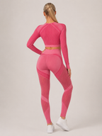 Giulia Conjunto deportivo de mujer sin costuras con leggings moldeadores y top transpirable