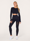 Giulia Conjunto deportivo de mujer sin costuras con leggings moldeadores y top transpirable