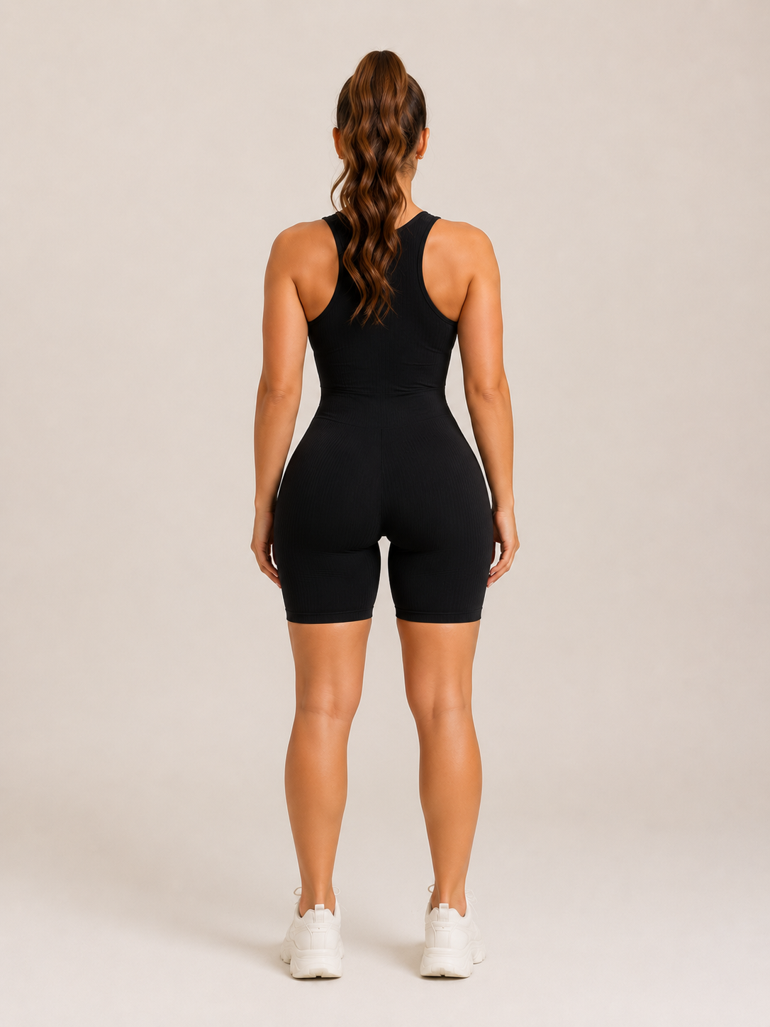 Clémence Mono de yoga para mujer, sin costuras, de canalé, con tirantes reforzados y tejido elástico