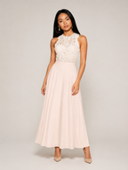 Esmée Elegant Women's Lace Maxi Dress with High Neck and Defined Waist