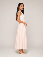 Esmée Elegant Women's Lace Maxi Dress with High Neck and Defined Waist