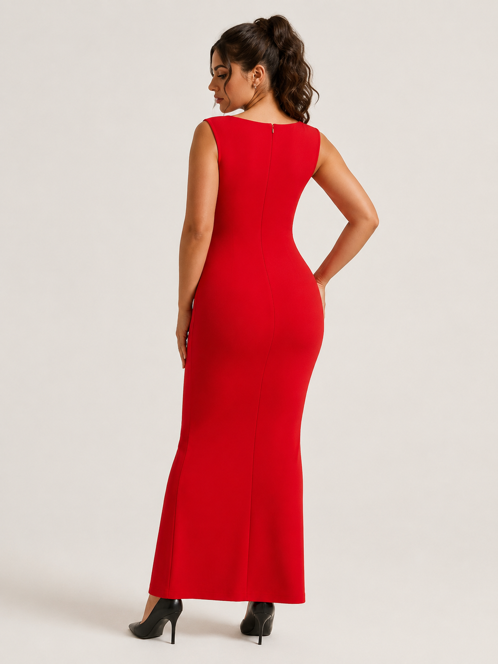 Kalina Stretch Maxi Dress with Wide Shoulder Straps, Figure-Hugging Fit, and Flared Hem