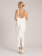 Seraphine Witte Maxi Jurk met Open Rug, Mouwloos Design en Elegante Slim Fit voor Dames