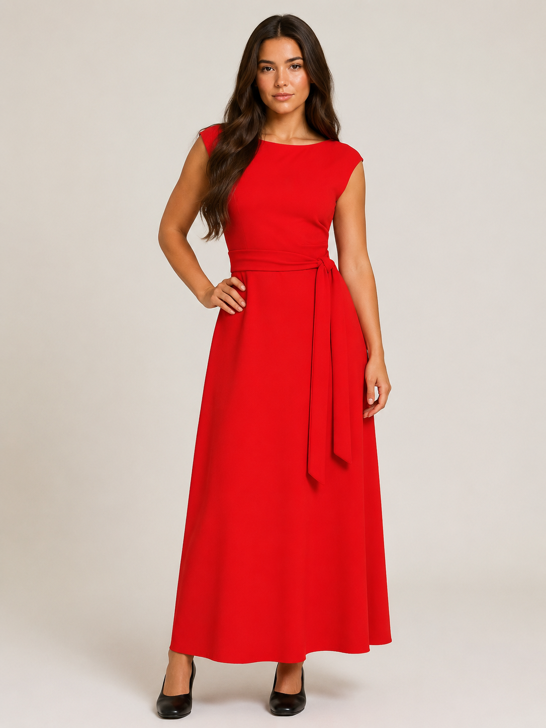 Vittoria Koninklijk Blauwe One-Shoulder Maxi-jurk met Tailleceintuur en Elegante A-lijn