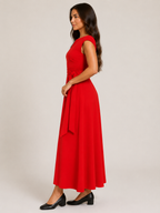 Vittoria Koninklijk Blauwe One-Shoulder Maxi-jurk met Tailleceintuur en Elegante A-lijn
