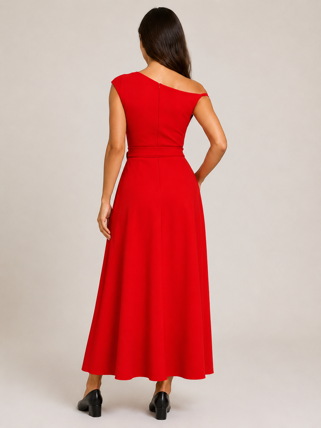 Vittoria Koninklijk Blauwe One-Shoulder Maxi-jurk met Tailleceintuur en Elegante A-lijn