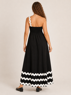 Élodie Women's Maxi Dress with Contrasting Wavy Straps and Elegant Flowing Fit